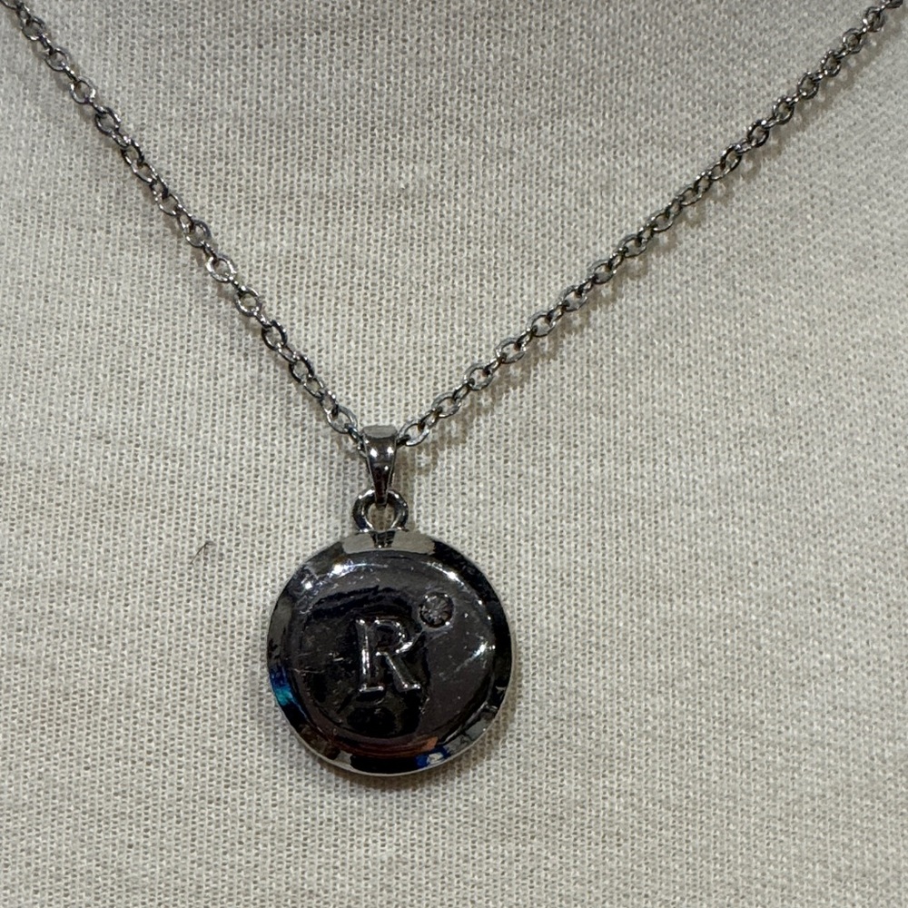 Silver Pendant Necklace, Letter R - Picture 2 of 3